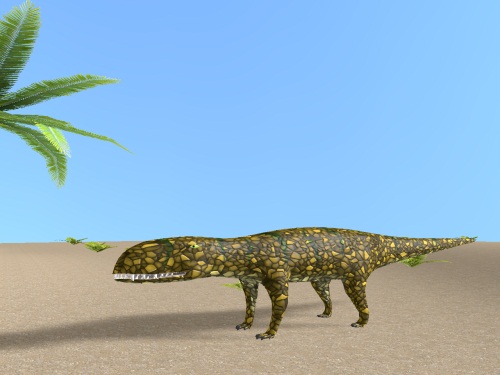 Архозавр на фоне папоротников